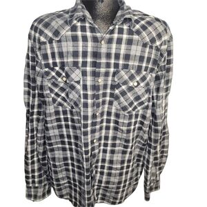 Wind River Men's Black and White Plaid Flannel Shirt L